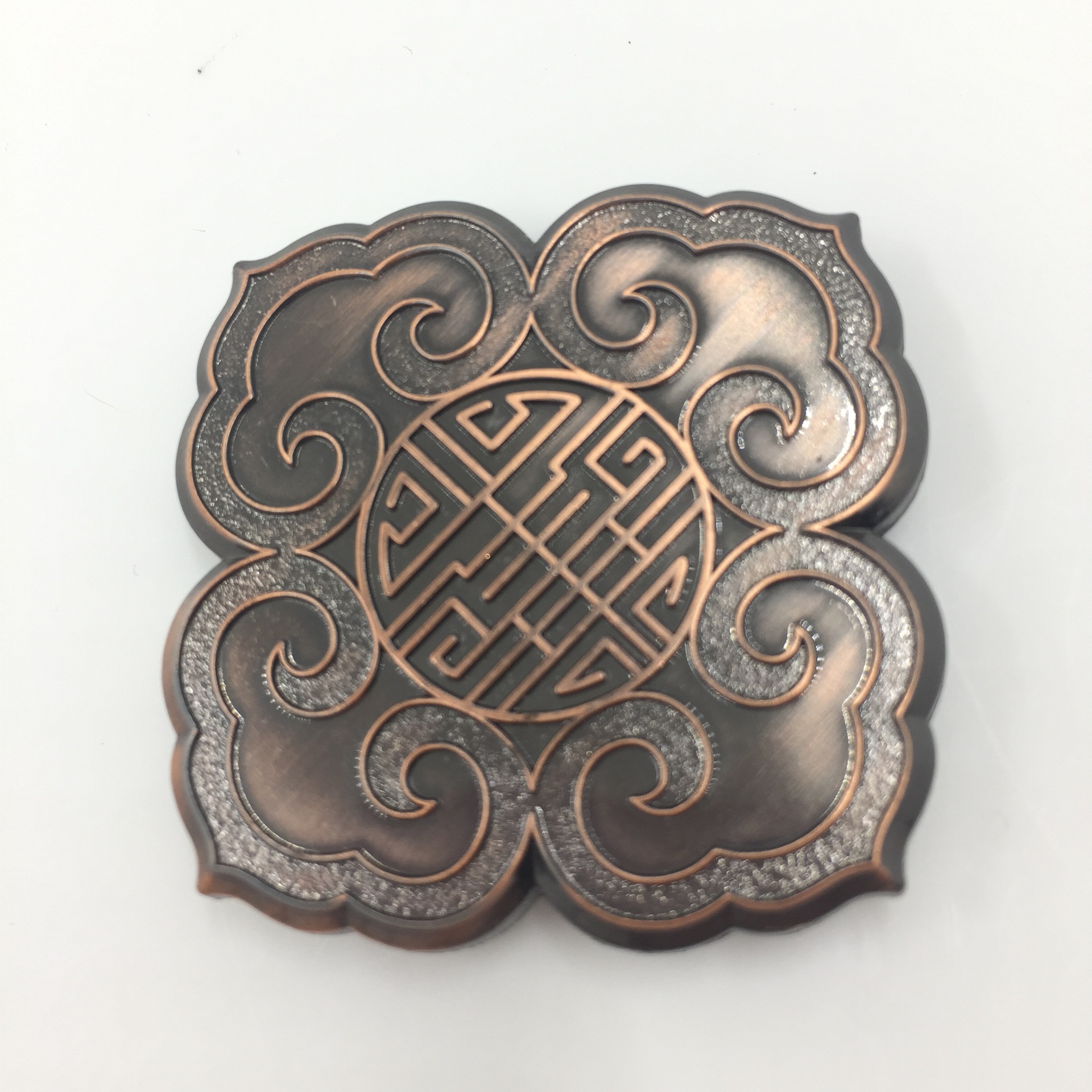 中秋节月饼礼盒包装铭牌,莲花logo古铜色商标,福禄寿金属标牌