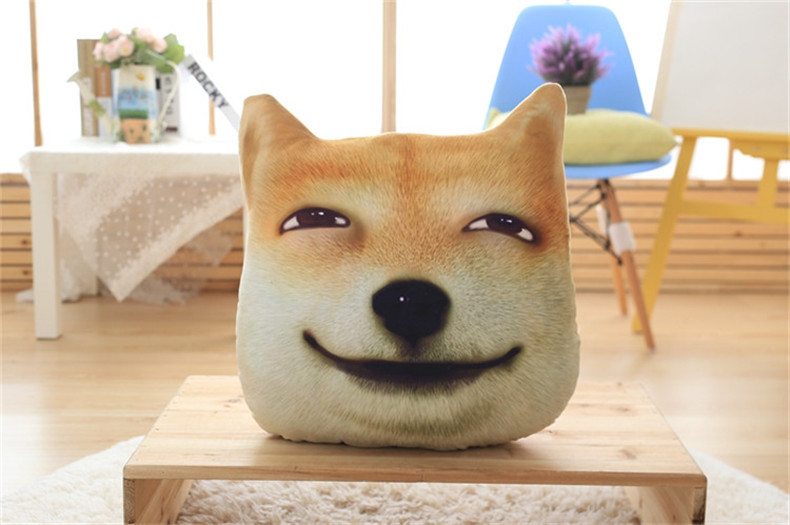 3d滑稽狗神烦狗头表情包抱枕柴犬doge汪星人靠垫枕二次元毛绒玩具
