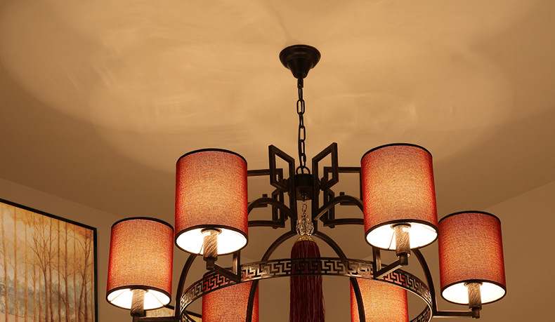 仿古新中式吊灯现代酒店茶楼中式灯复古铁艺餐厅包间吊灯具