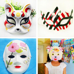 纸浆面具 白坯 白模绘画圣诞节diy面具 幼儿园diy手工材料