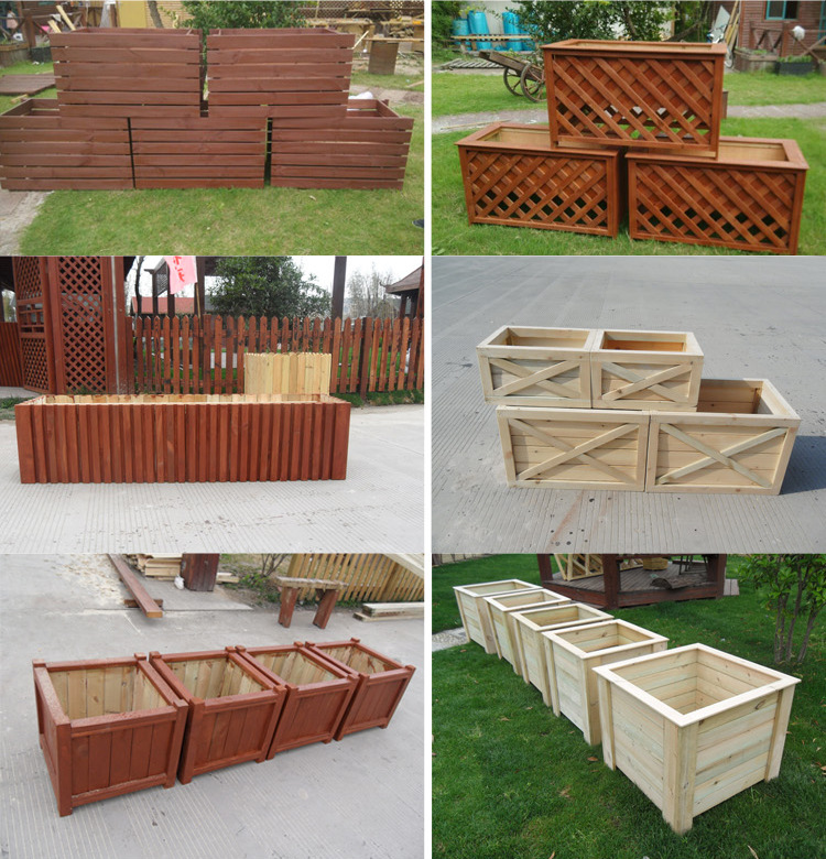 防腐木花箱碳化实木花盆长方形阳台种菜盆景特大种植箱木质花槽桶