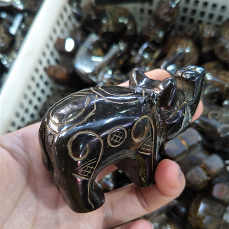 古玩工艺品收藏 天然仿古做旧黑鲁玉大象手把件地摊热销 厂家批发