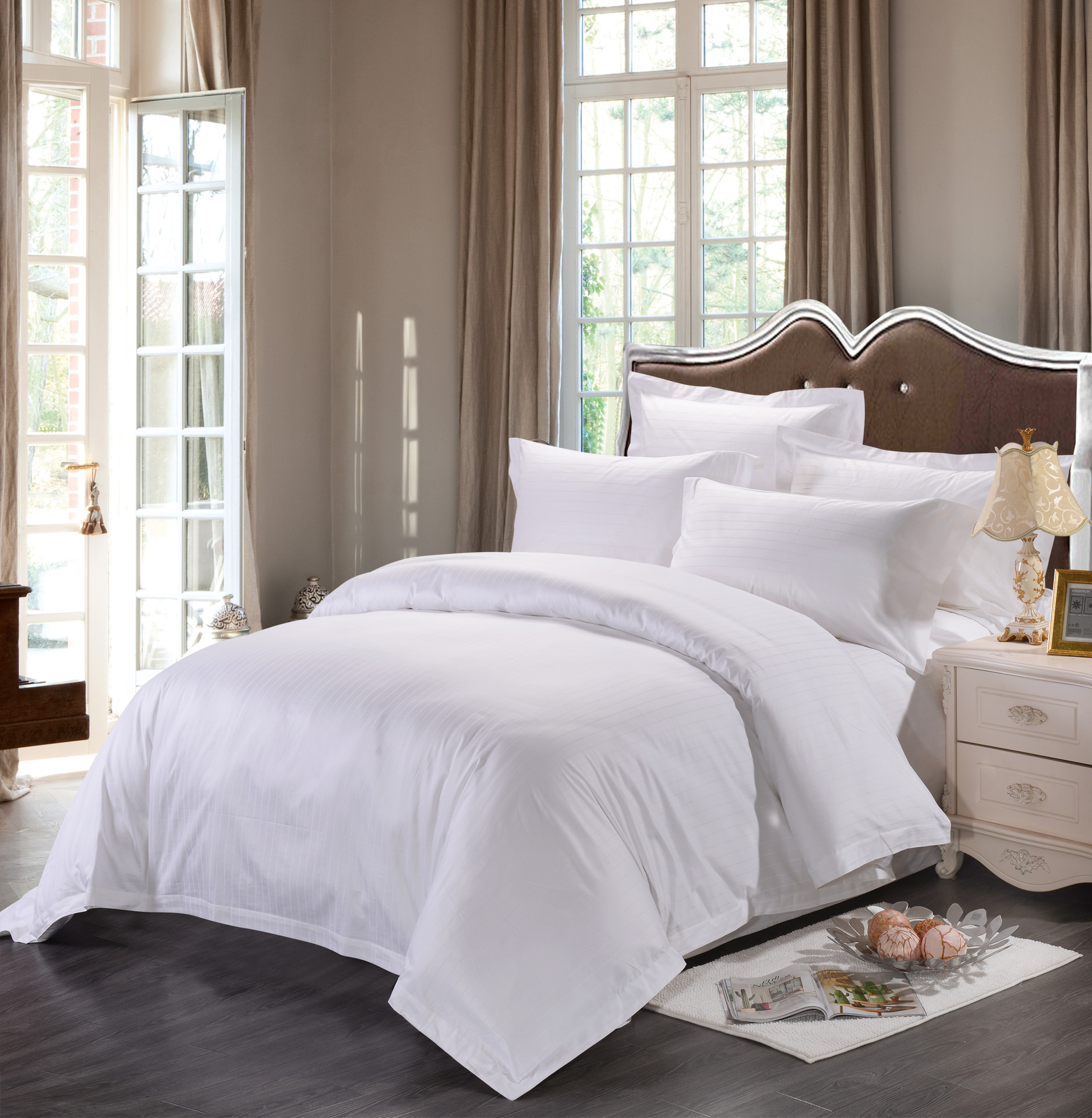 优棉五星级酒店 font color=red>床 /font>上用品客房布草全棉 font