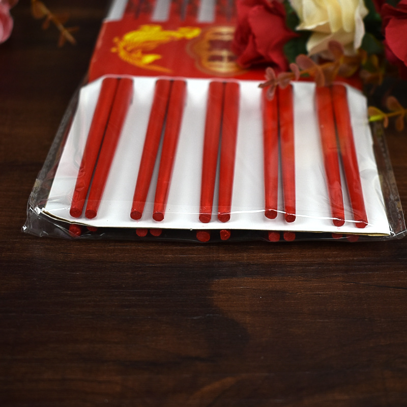 Spot Wedding Chopsticks Wedding Supplies Chinese Bamboo Creative Double Happiness Chopsticks Wedding Banquet Dragon and Phoenix Red Chopsticks Wholesale