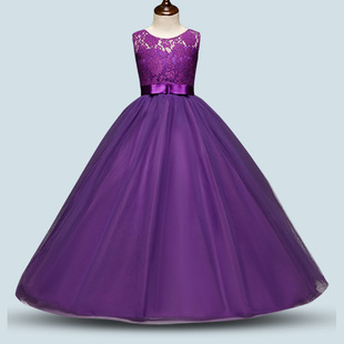 2018亚马逊夏季新款儿童礼服公主裙蕾丝时尚连衣裙女童长款蓬蓬裙