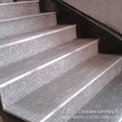 灰麻楼梯踏步石板 石材光面台阶板 芝麻灰色爬坡石花岗岩加工厂