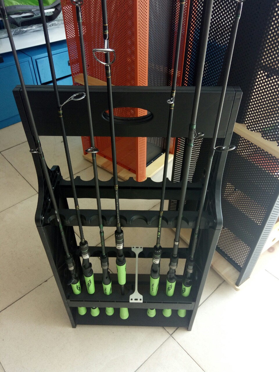 abs 塑料16孔鱼竿支架 展示架 渔具收纳 钓鱼配件 路亚竿展示架