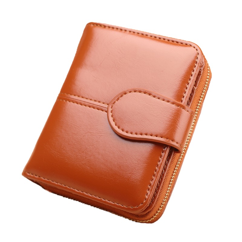 Foreign Trade New Coin Purse Women's Short Wallet Oil Wax Leather Clutch Small Card Holder Large Wallet Coin Bag H669