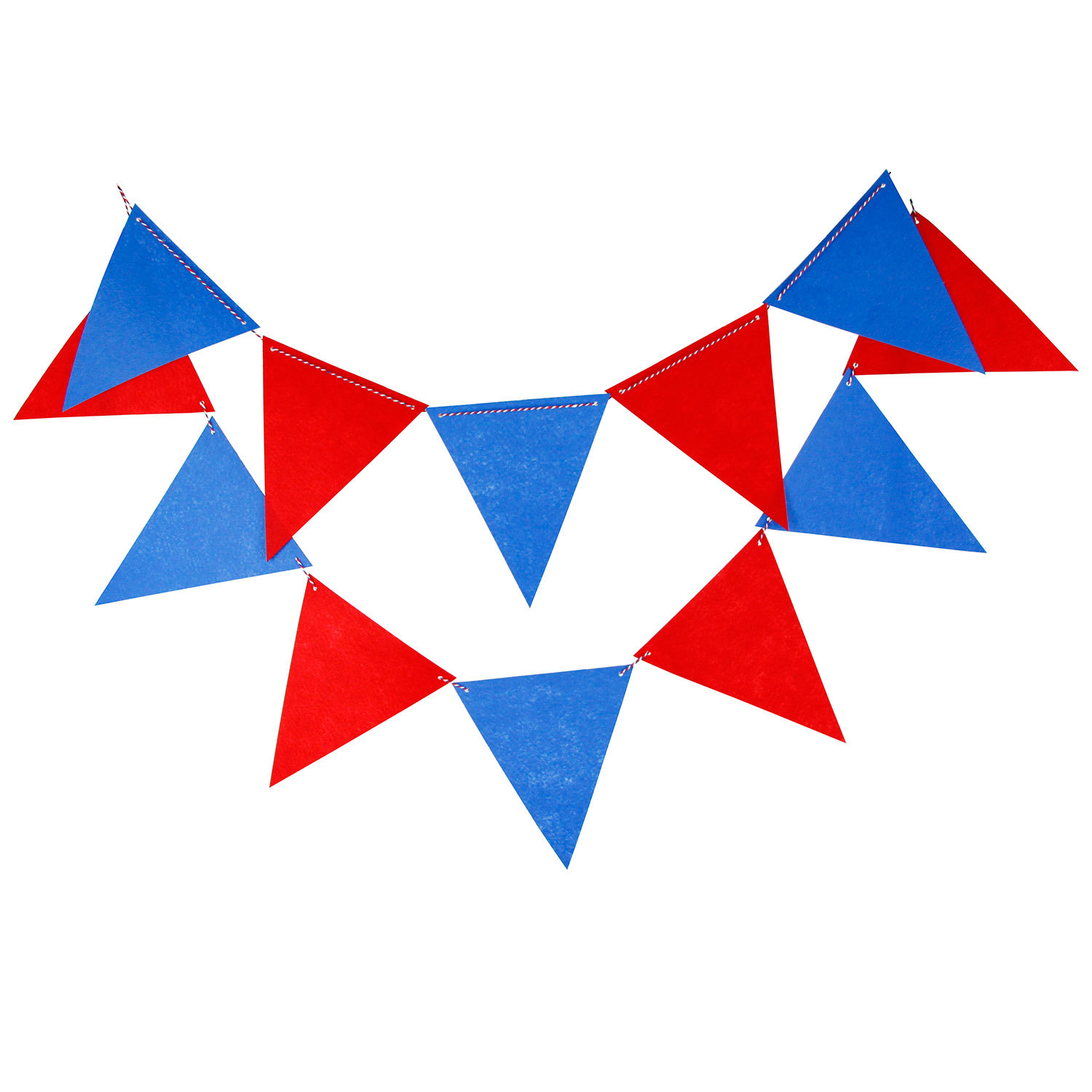 12片蓝红色儿童生日派对幼儿园装饰挂旗diy串旗毛毡布三角旗
