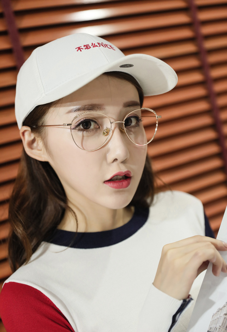 新款麦穗装饰眼镜框女潮近视眼镜复古圆框男平光镜大脸珍珠眼镜架