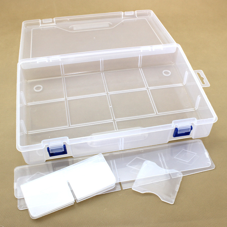 Pp Plastic Large 10 Grid Double Buckle Transparent Toy Tool Storage Box Car Accessories Packaging and Organizing Box