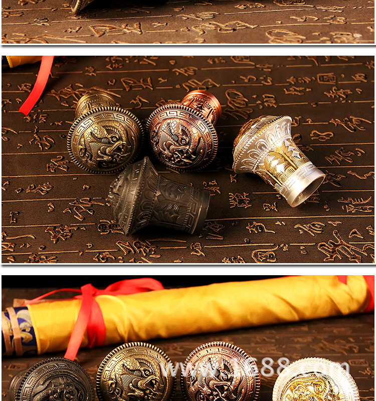 藏传佛教用品合金龙头唐卡轴头唐卡头子精美雕花单双色一只价格