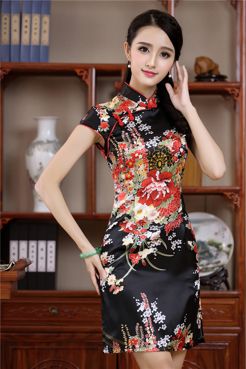 旗袍新款夏装改良时尚连衣裙修身显瘦日常旗袍裙葫芦扣短旗袍