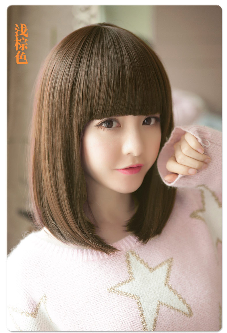 梦菲假发女士短发头发短直发短发齐刘海梨花头化纤假发套学生发