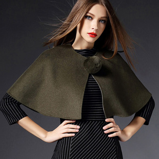 秋冬季小款斗篷披风坎肩两面穿短款小披肩毛呢外套双面穿小外套女