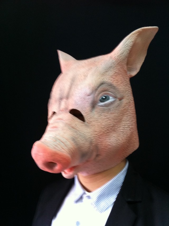 可爱小红猪头面具头套西游记猪八戒面具酒吧表演派对cos猪妖面具