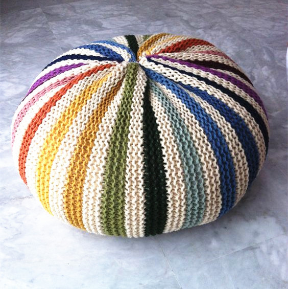 独家工艺 手工编织彩虹圆墩榻榻米豆袋坐墩 创意个性可爱懒人沙发