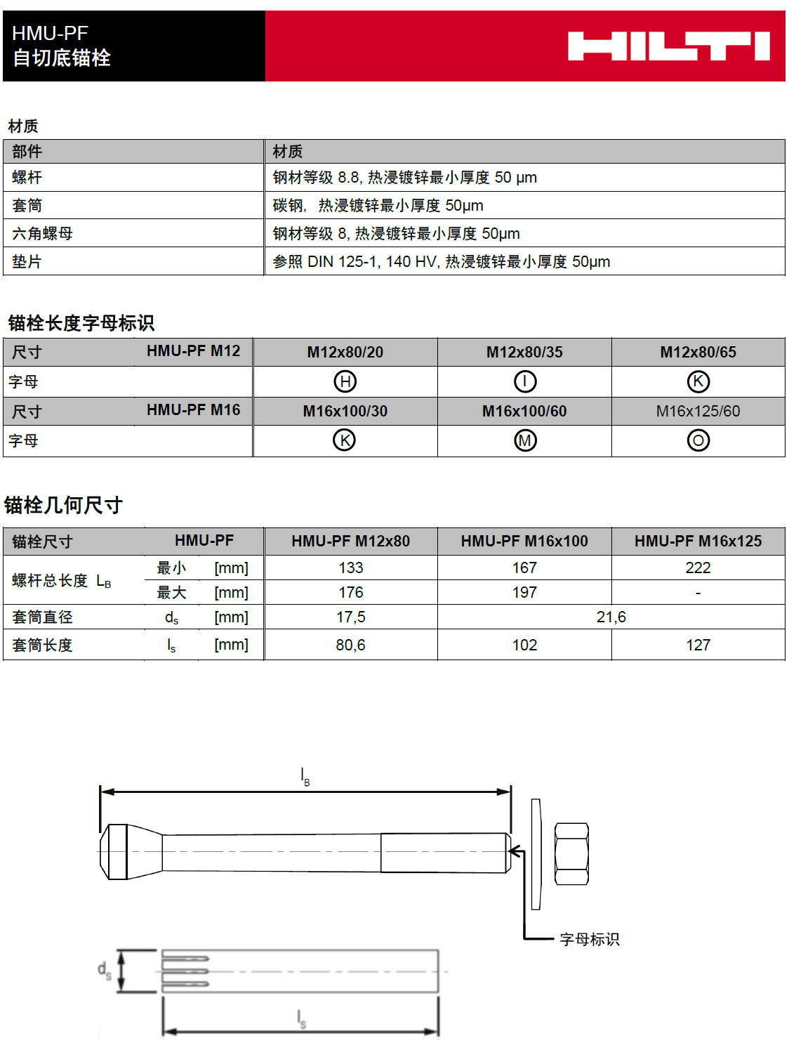喜利得模扩底锚栓 hmu-pf切底机械锚栓