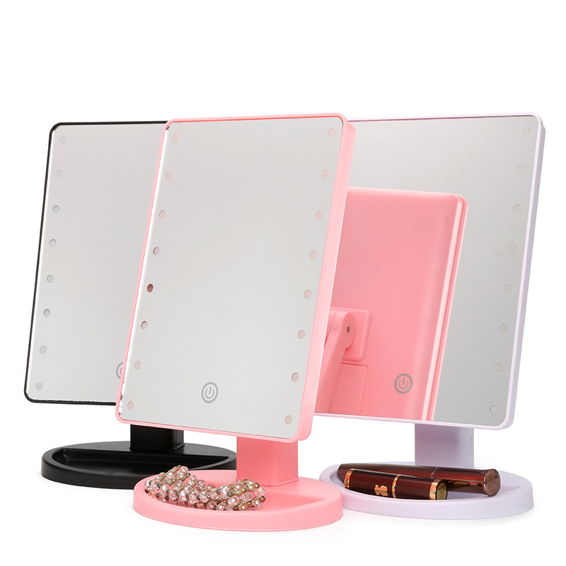 New LED Desktop Night Light Makeup Mirror Desktop 360-Degree Rotating Storage Touch Induction Makeup Mirror