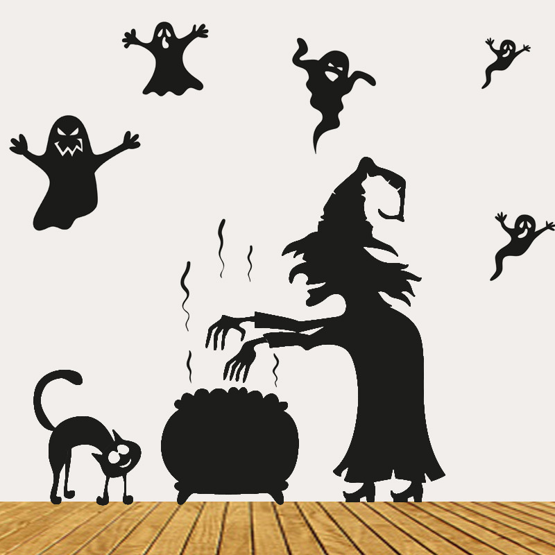d058万圣节墙贴小鬼聚会 客厅卧室装饰可移除墙贴画 新款
