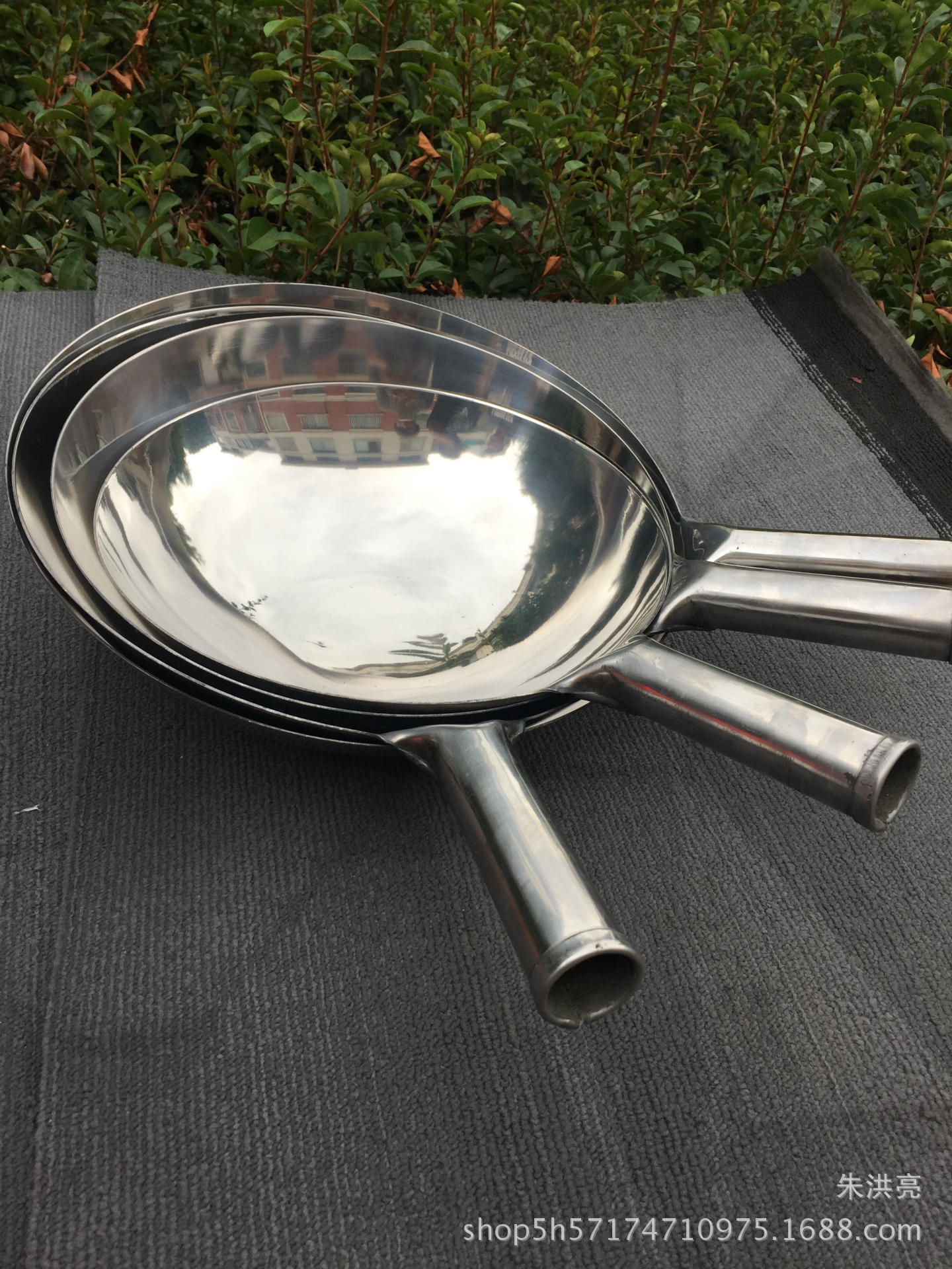 单柄不锈钢炒锅炒勺食堂饭店家用炒瓢燃气灶用锅 圆底无涂层