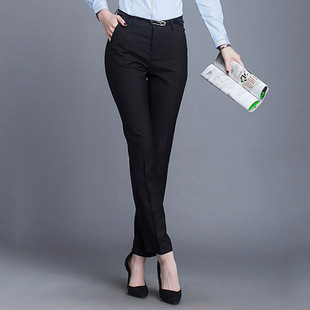 常规春夏季女士西裤职业女装休闲小脚裤跨境货源修身黑色铅笔裤