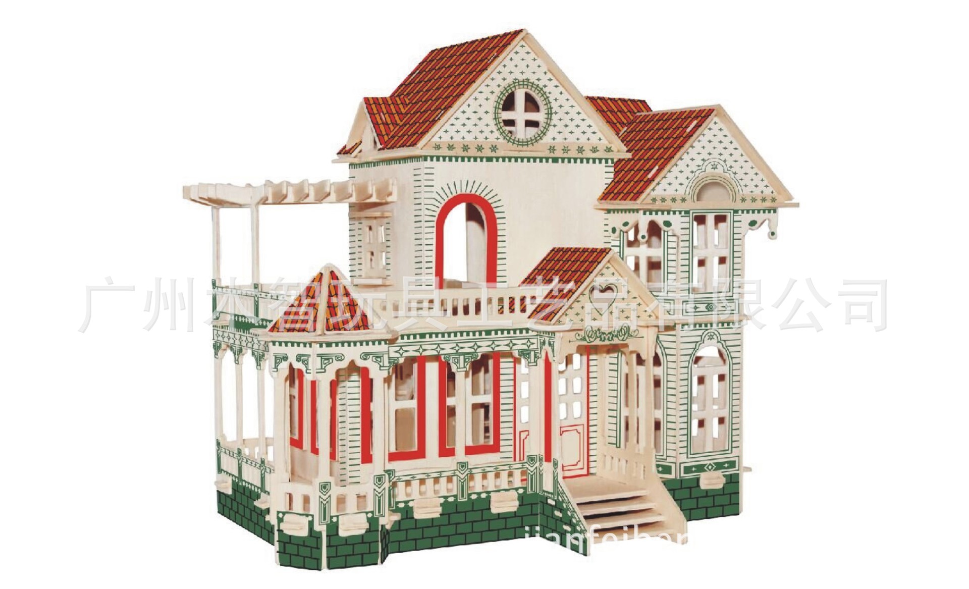 夏威夷别墅四联木质3d仿真模型批发diy立体拼图/儿童组装益智玩具