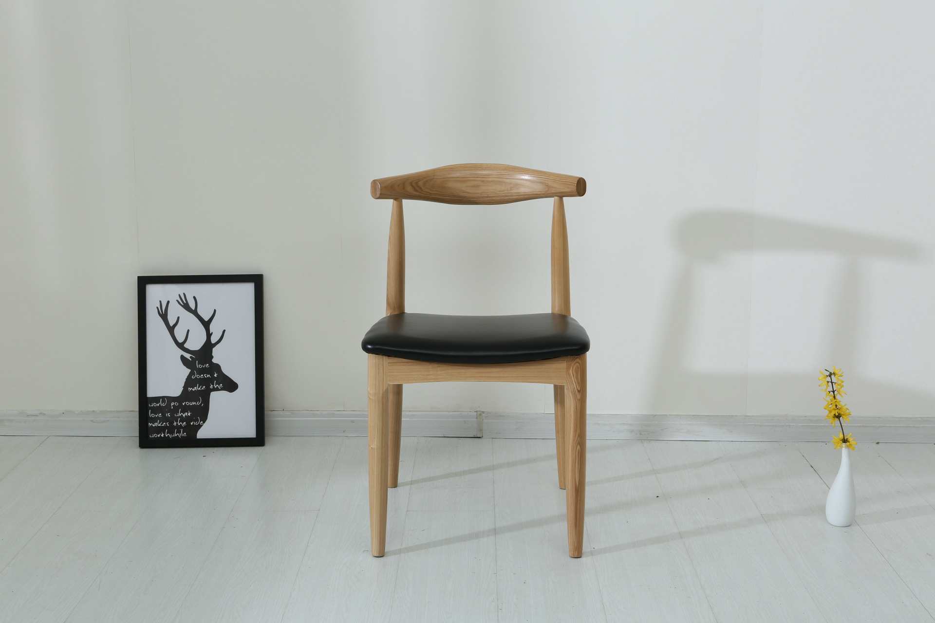 厂家供应纯实木铁艺牛角椅 欧式水曲柳西餐厅咖啡厅餐椅一件代发