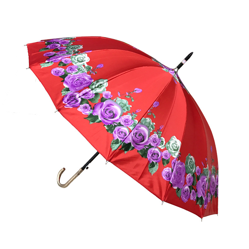 Large Straight Umbrella Creative New Satin Umbrella Automatic Color Satin Dual-Use Wholesale Cheap Foreign Trade Long Handle