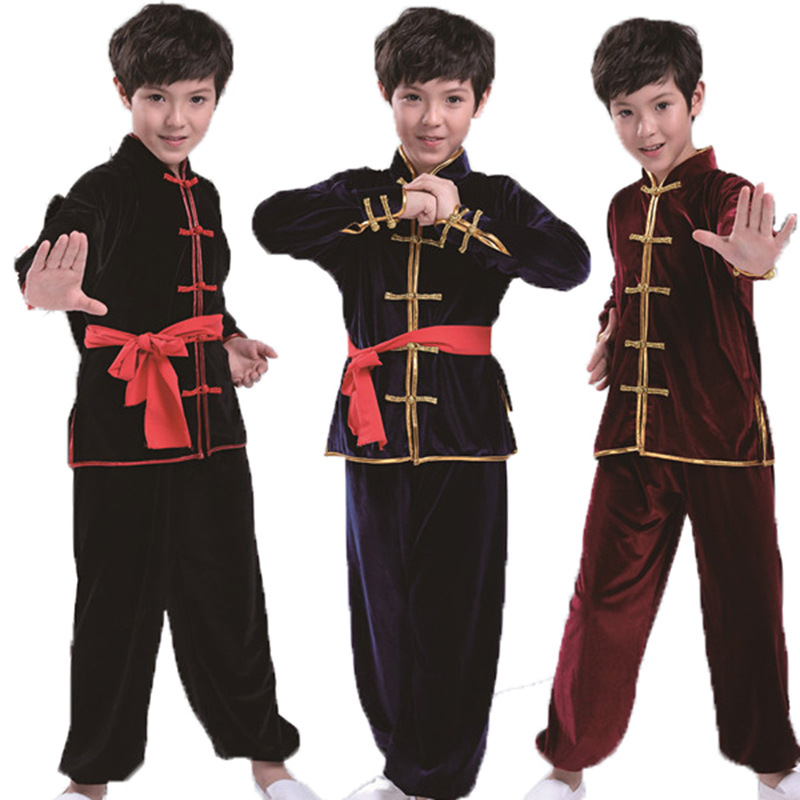 儿童长袖武术表演服少儿中国功夫练功服男女童舞蹈演出服装太极服