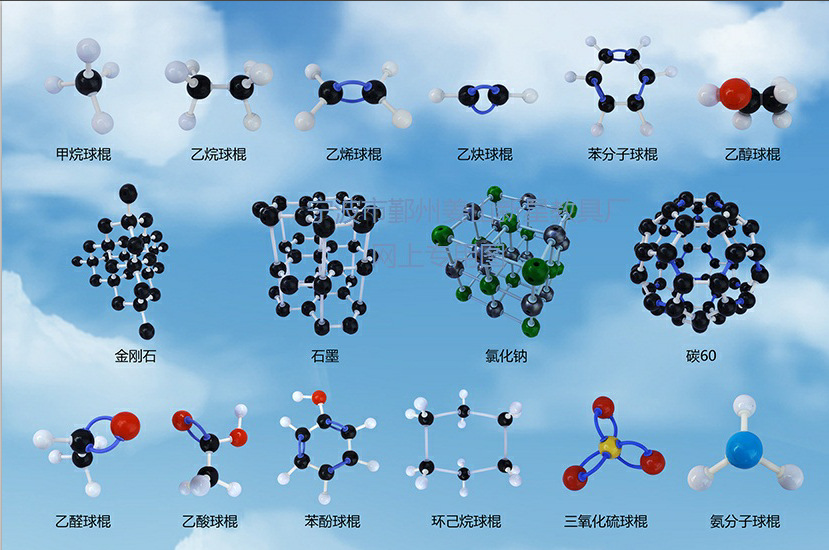1006有机分子晶体结构模型(2盒装)化学送18片电子云插片