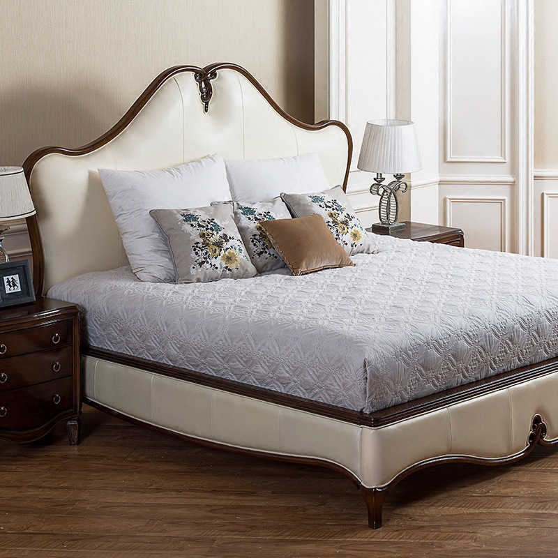 美威家具全实木床美式乡村田园风格双人床简约地中海18m卧室家具