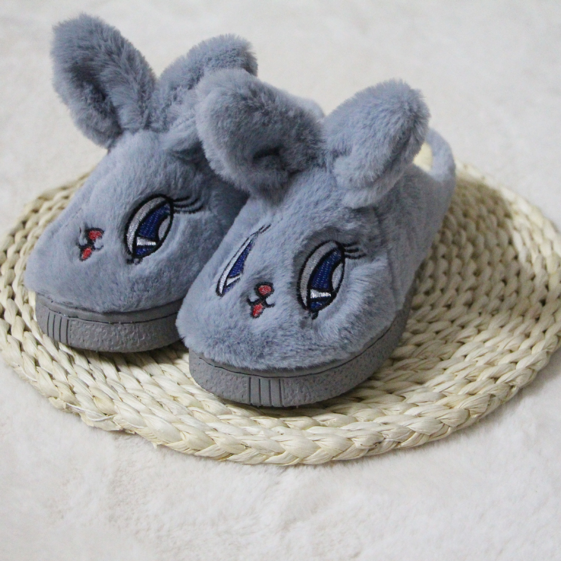 2017卡通兔头棉鞋 儿童棉鞋 秋冬儿童棉拖鞋 家居鞋批发18-22码