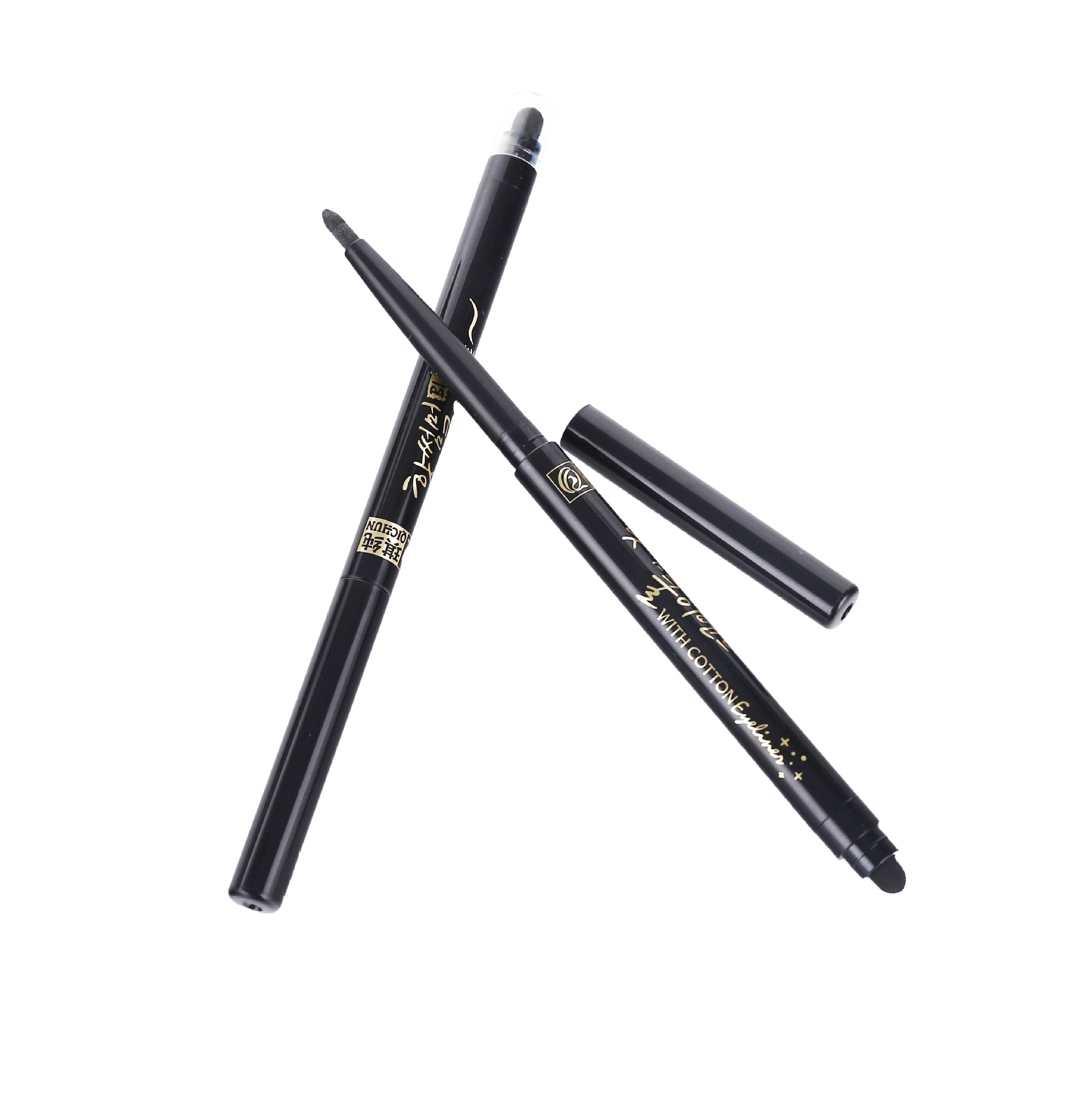 浓黑自动眼线笔 三合一眼线笔 qichun三效眼自动眼线笔wish热销