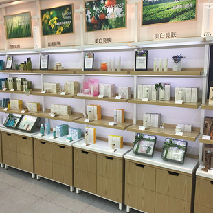 厂家直销木纹化妆品展示柜货架展示架护肤品陈列产品柜
