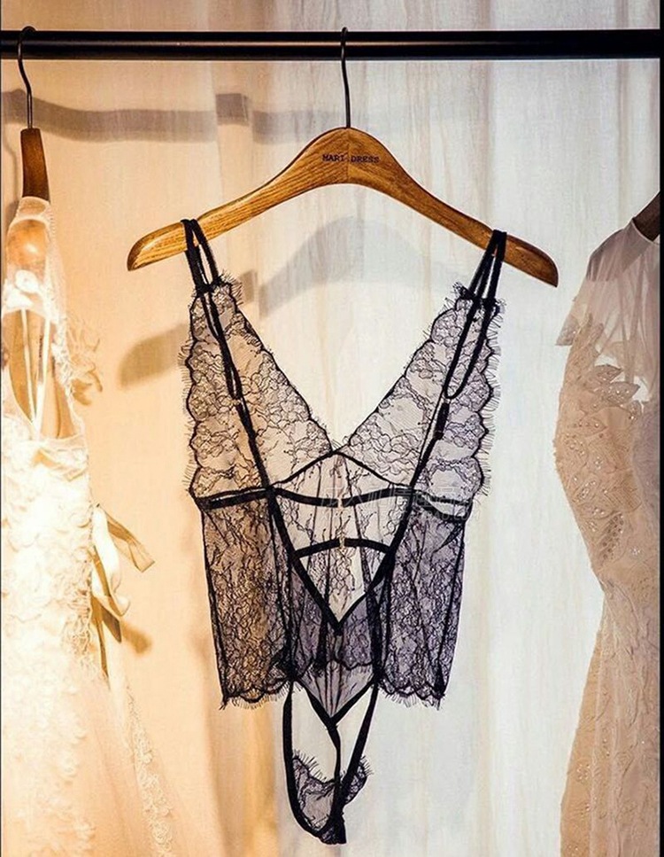 情趣内衣 2017新款性感睫毛超柔连体三点透视装 激情三点式套装女