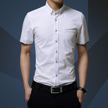 夏季短袖衬衫男装新款韩版男士修身衬衣青年潮流衬衫休闲批发上衣
