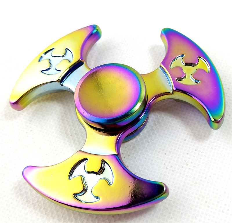 批发六叶合金指尖陀螺新款炫彩水滴手指陀螺爆款六角金属指间陀螺