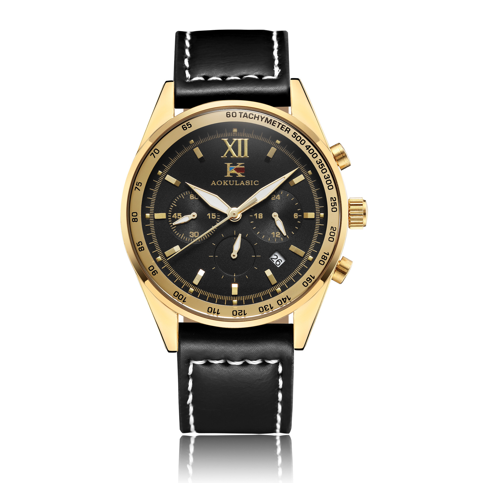 跨境外贸ebay亚马逊厂家aokulasic多石英手表皮带男士手表