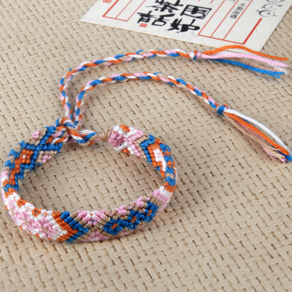 速卖通时尚名族风男女aj手工编织手环 学生情侣度假友谊手链批发