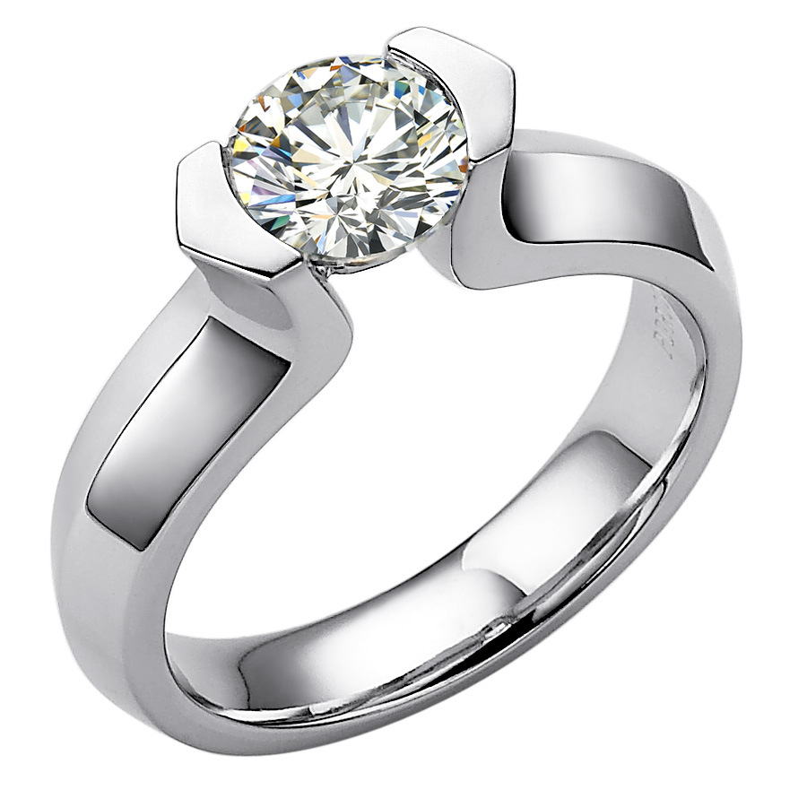 彩莱珠宝 白18k金钻戒 夹镶 粗臂 新品时尚戒指女 空托 pdr0035