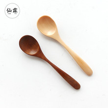 日式木质圆口宝宝饭勺 调味勺 咖啡搅拌木勺子 餐具13*3CM
