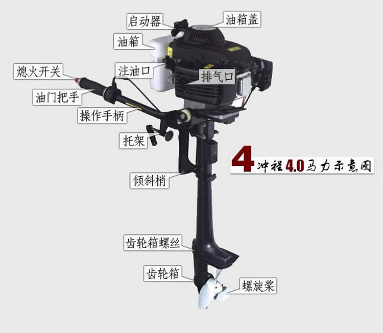 户外时光船外风冷挂浆机橡皮艇冲锋舟水冷推进器舷外机充气船马达