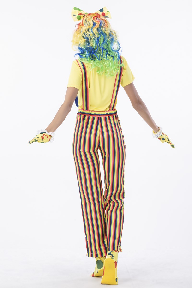 万圣节魔术师情侣男女小丑服套装表演服条纹格子背带裤马戏团服装