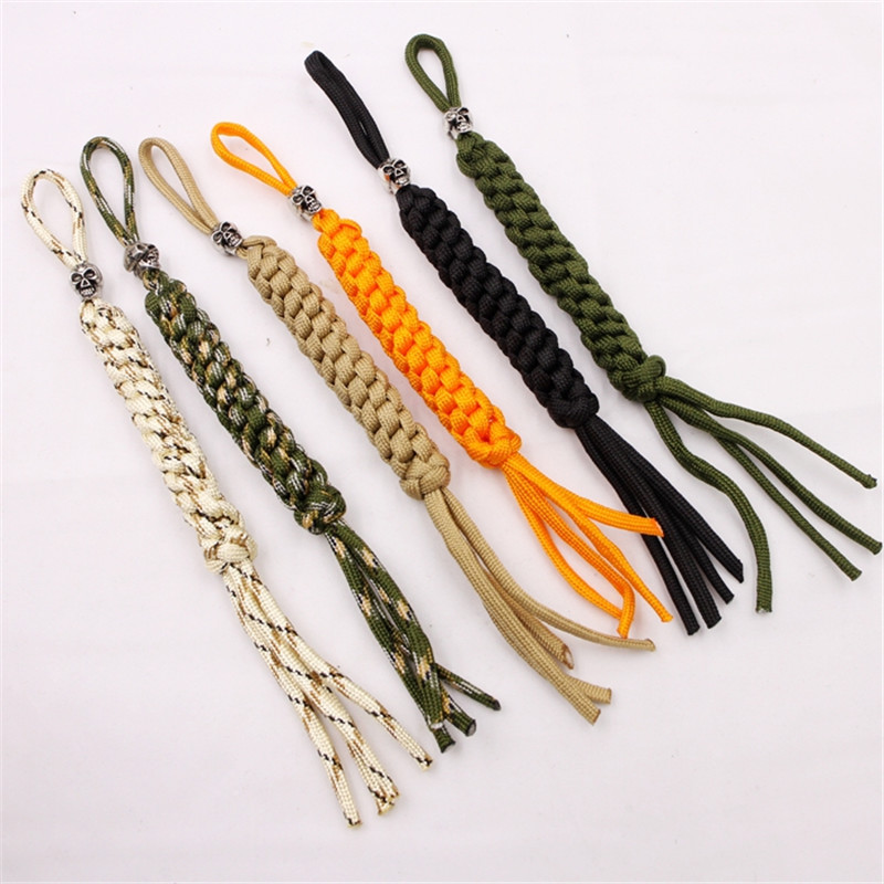 纯手工编织圆柱体钥匙链 伞绳编织多色圆柱形刀坠军刀穗子 刀坠子