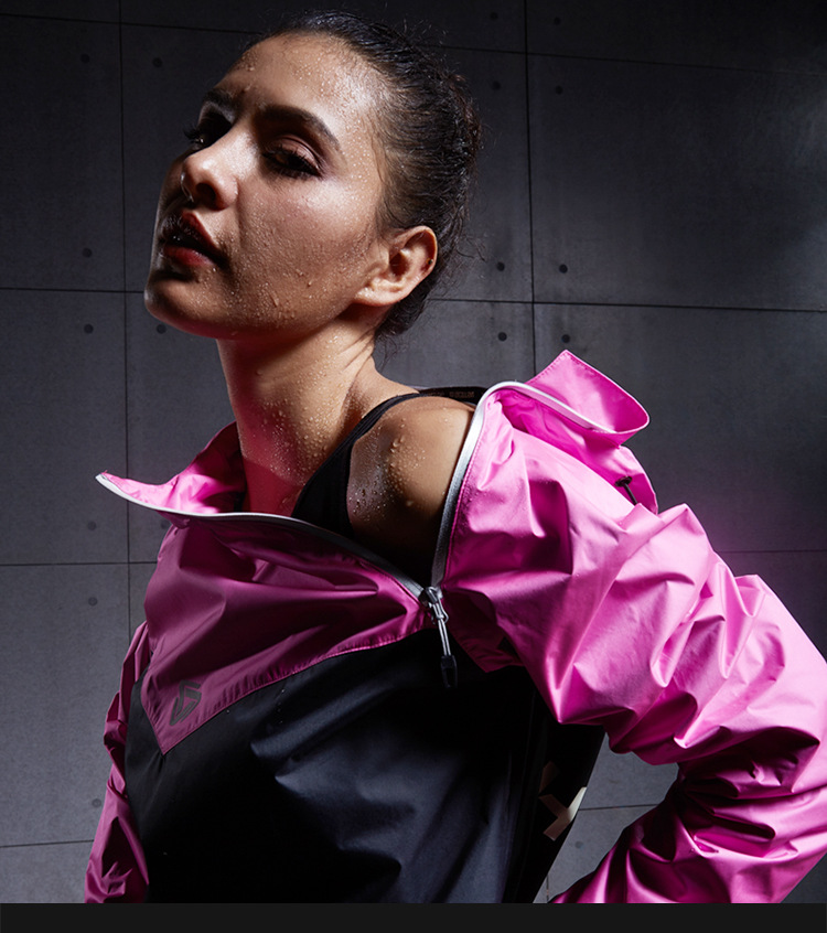 瑜伽服女秋长袖发汗服健身房跑步宽松运动服连帽外套训练爆汗衣