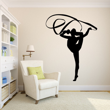 9904卧室背景彩带体操装饰画环保pvc墙贴一件批发oem 定制