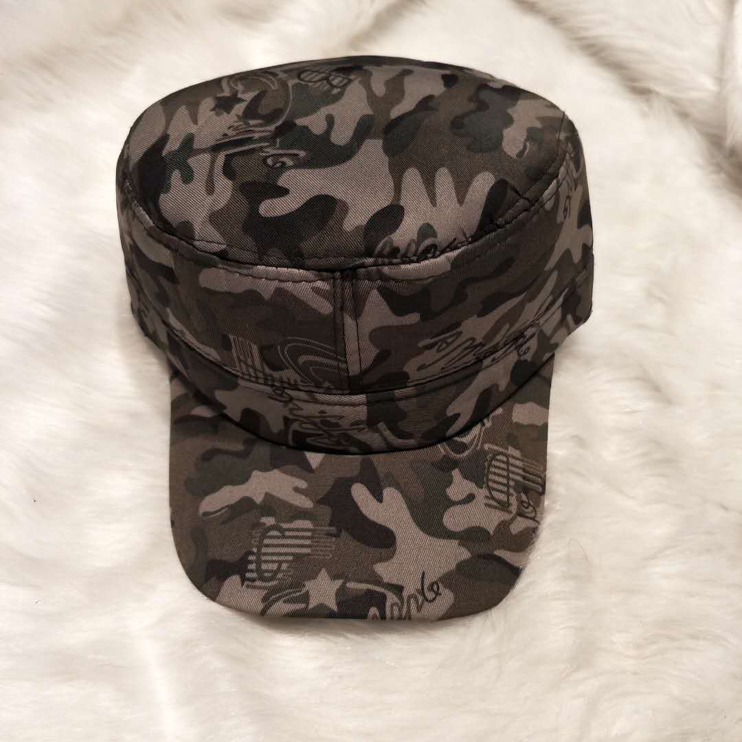 厂家批发迷彩帽子秋冬季加厚加棉带护耳帽圈大小可调节迷彩平顶帽