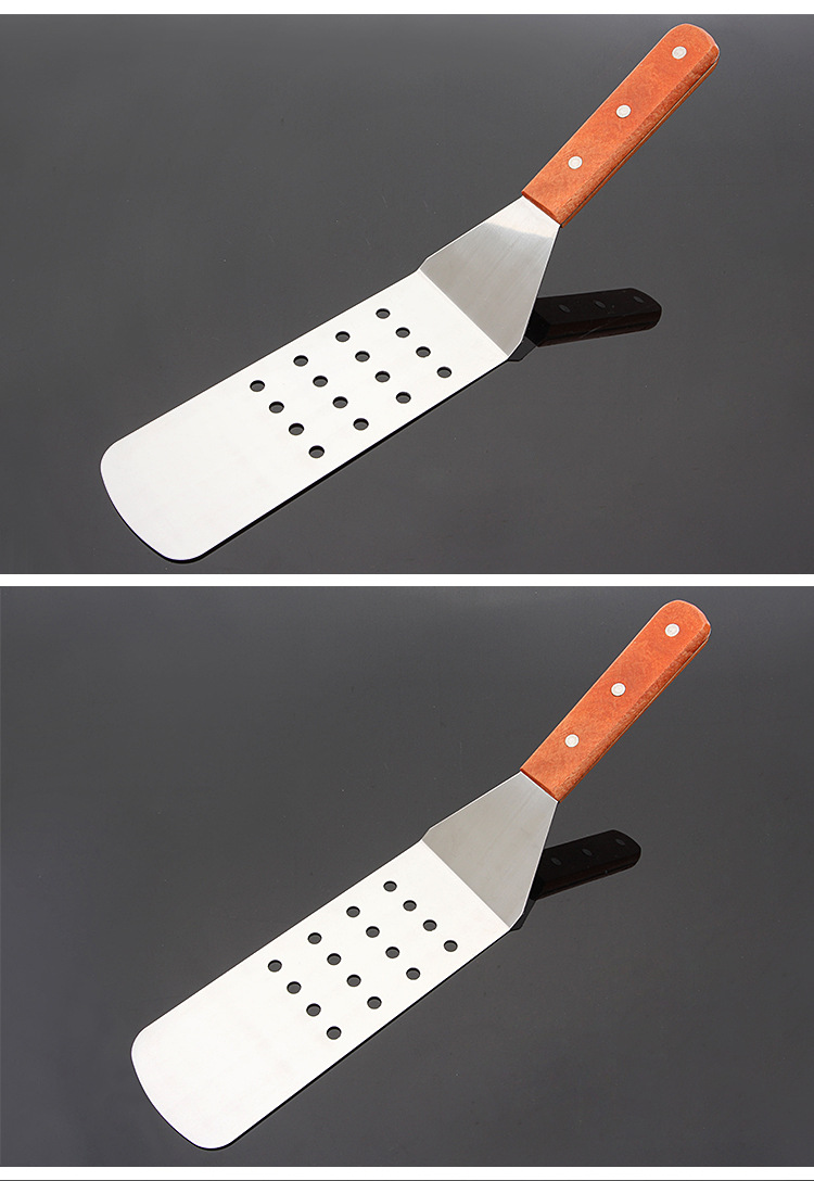 木柄大号不锈钢烧烤铲 酒店用品牛扒料理铲子烘焙工具煎饼铲现货