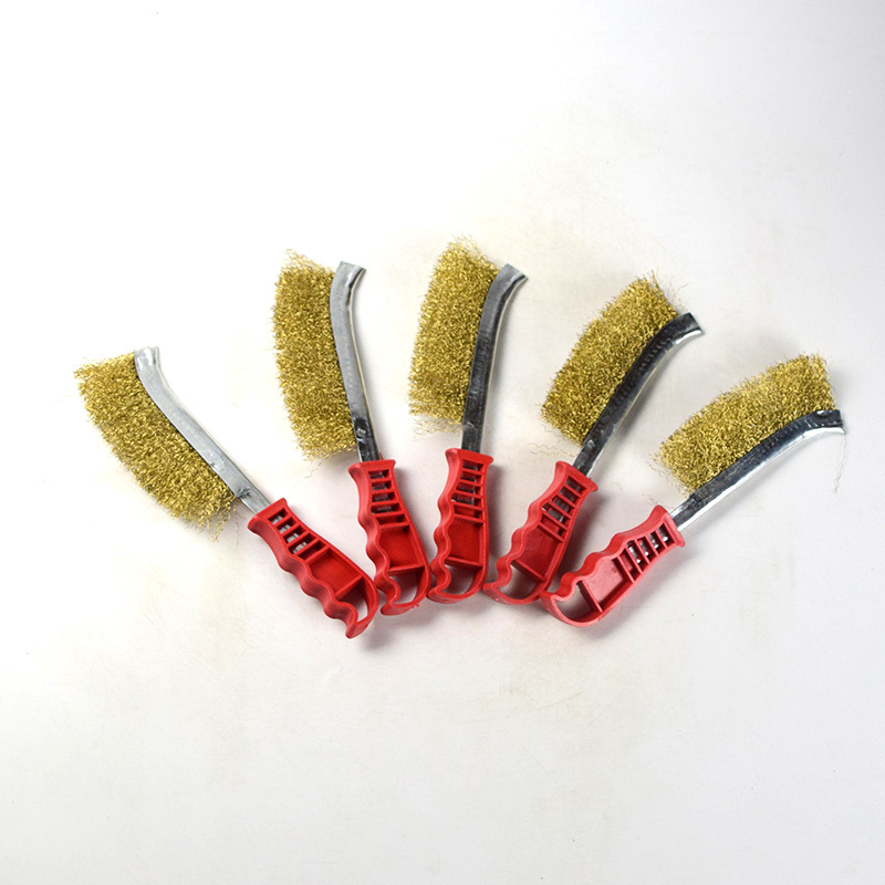 工具刷镀铜丝手工除锈金属钢丝刷塑料手柄刚丝刷 刀状刷